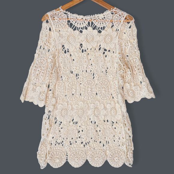 VTG Y2K Moon‎ River Crochet Top Women's M Boho Coachella Western Coastal Cowgirl - Picture 3 of 7